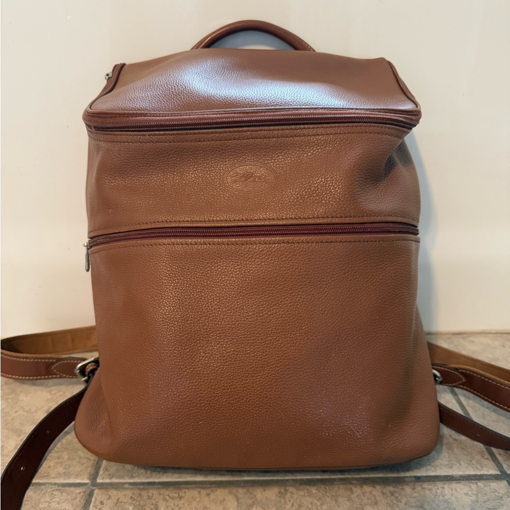 Vintage Longchamp LE FOULONNÉ BACKPACK in Caramel Leather